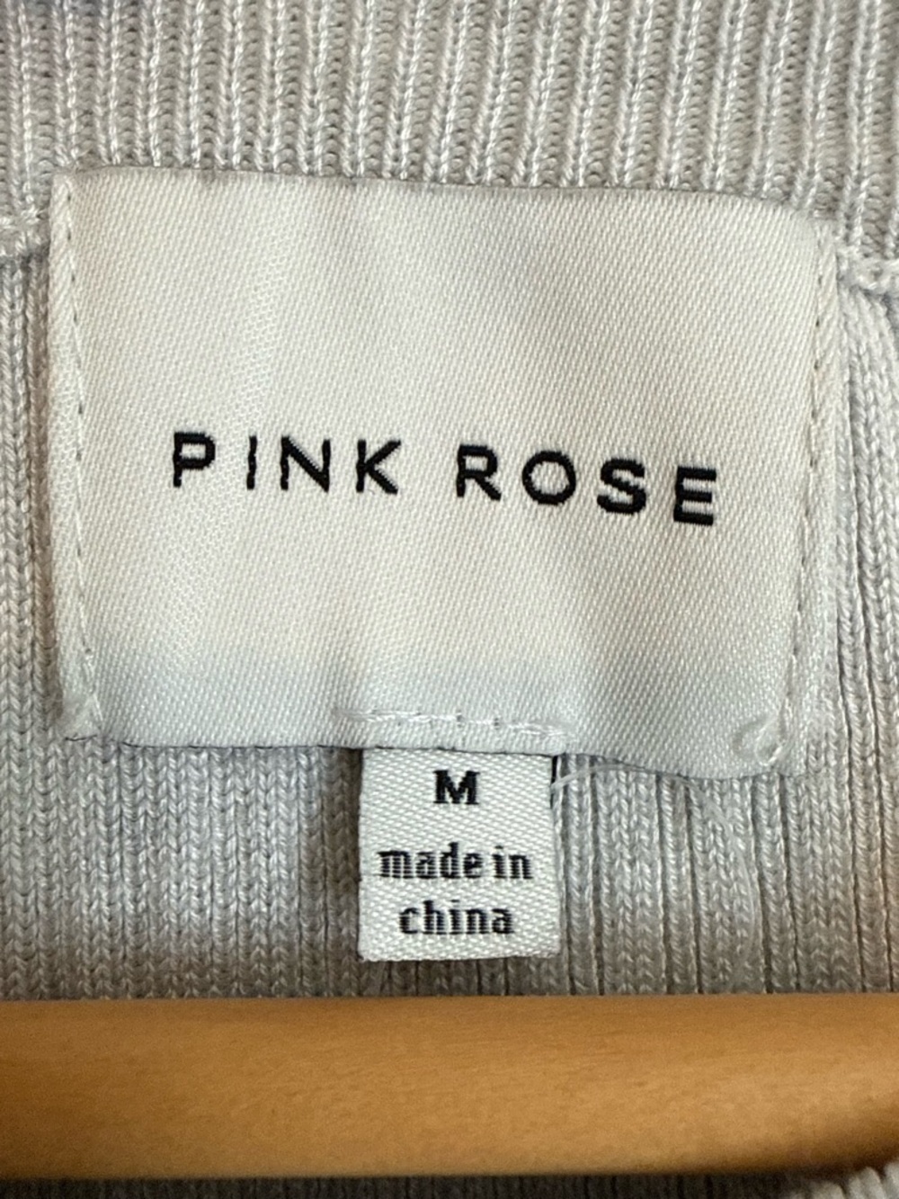Pink Rose Ribbed Cropped Sweater - Gray - Picture 3 of 3